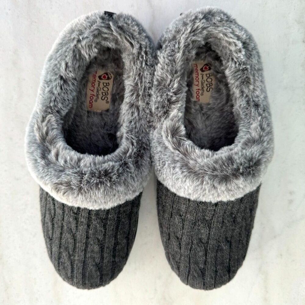 Skechers Bobs Keepsake Light Clog Slippers, Warm Greetings Size 7 Charcoal 31204 - Picture 4 of 11